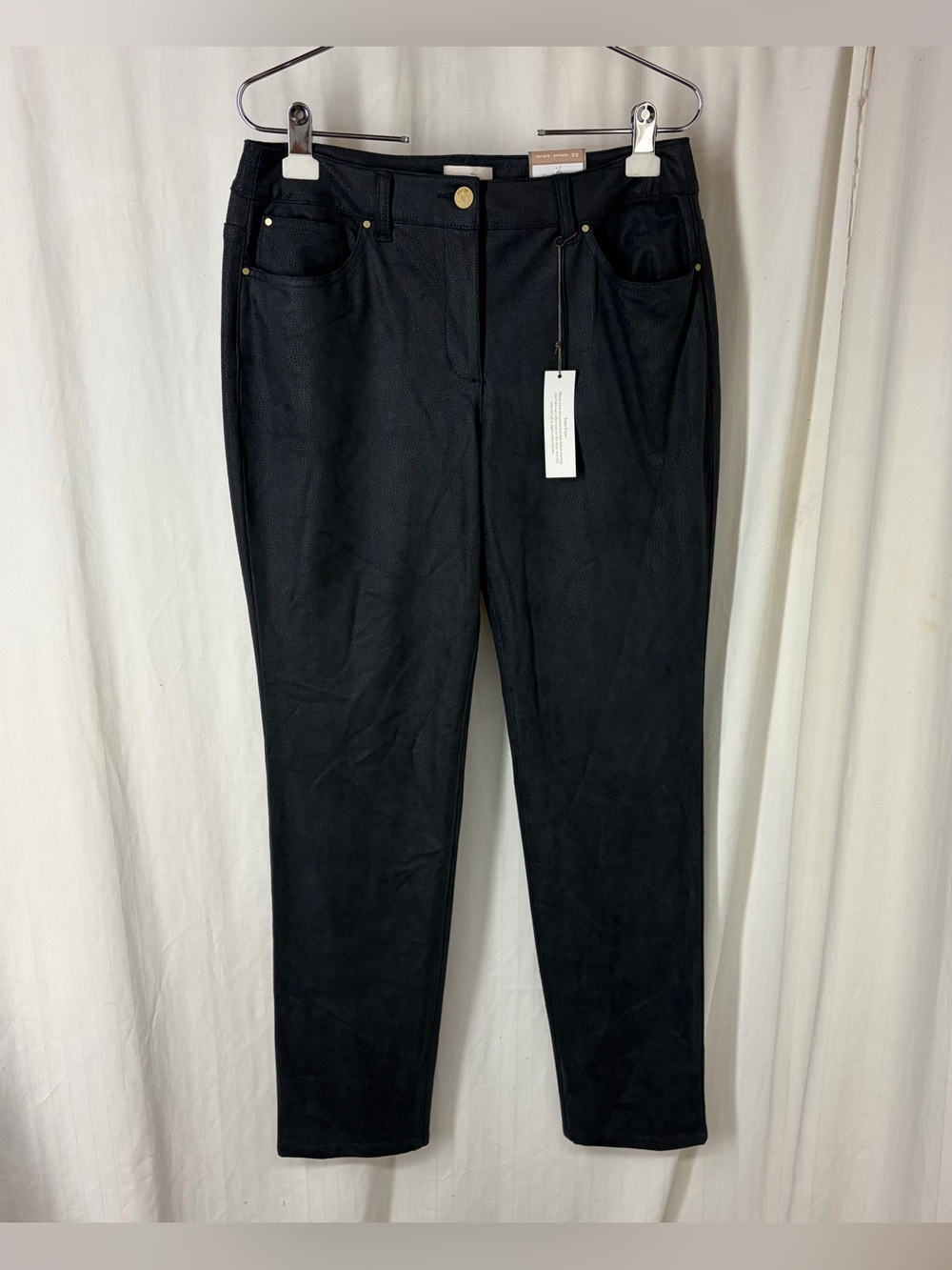 NEW Chico’s .5 6 Sueded Slim Pant Suede Black Ultimate Fit Textured NWT